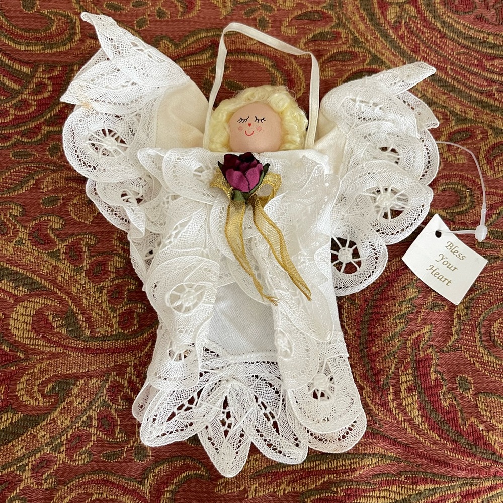 Vintage White Lace Angel Ornament